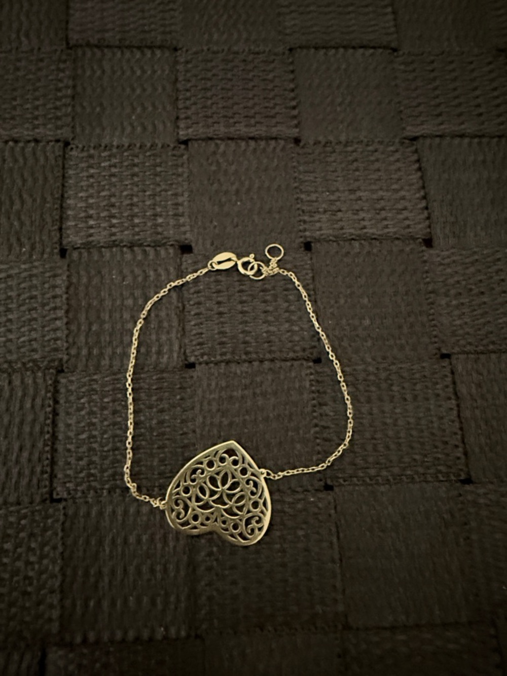 Gold Filigree Heart Link Bracelet